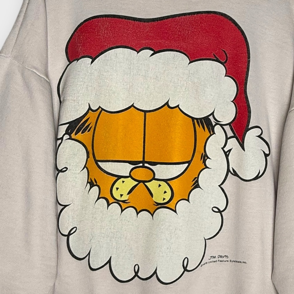VTG 90s Garfield Santa Claus Cat Crewneck Sweatshirt Vintage Worn Soft Size XL - Picture 2 of 9